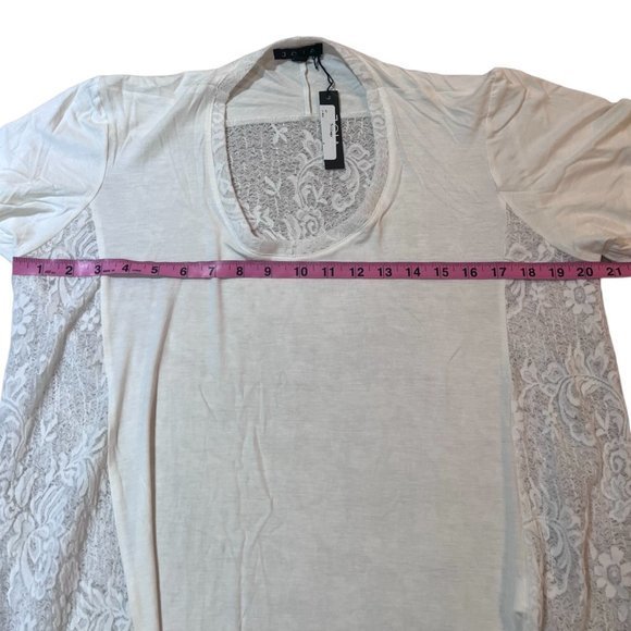 Women's NWT JOIA NYC White Lace Back Hi Lo Hem Shirt Size Large - Picture 4 of 6